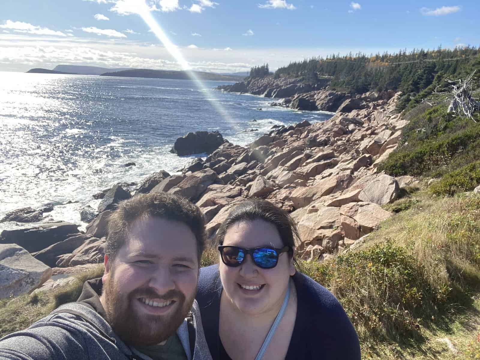 Selfie of Riana and Colin on Cape Breton Island, Nova Scotia