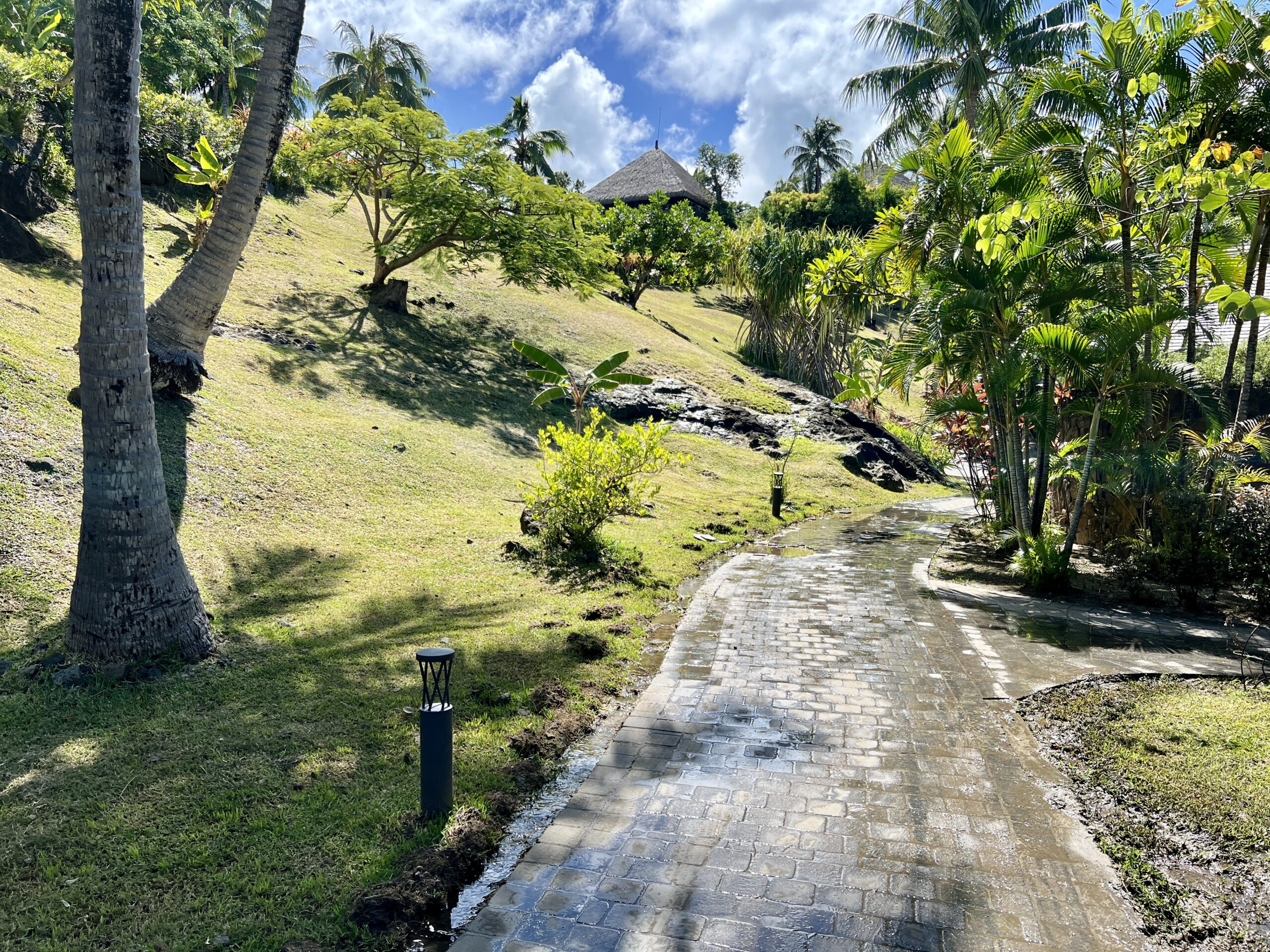 wet sidewalk at conrad bora bora nui 