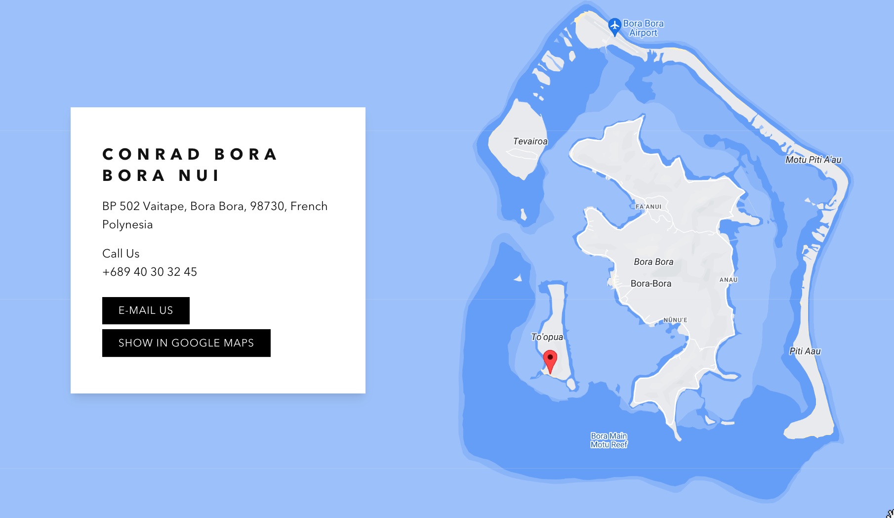 map of conrad bora bora nui