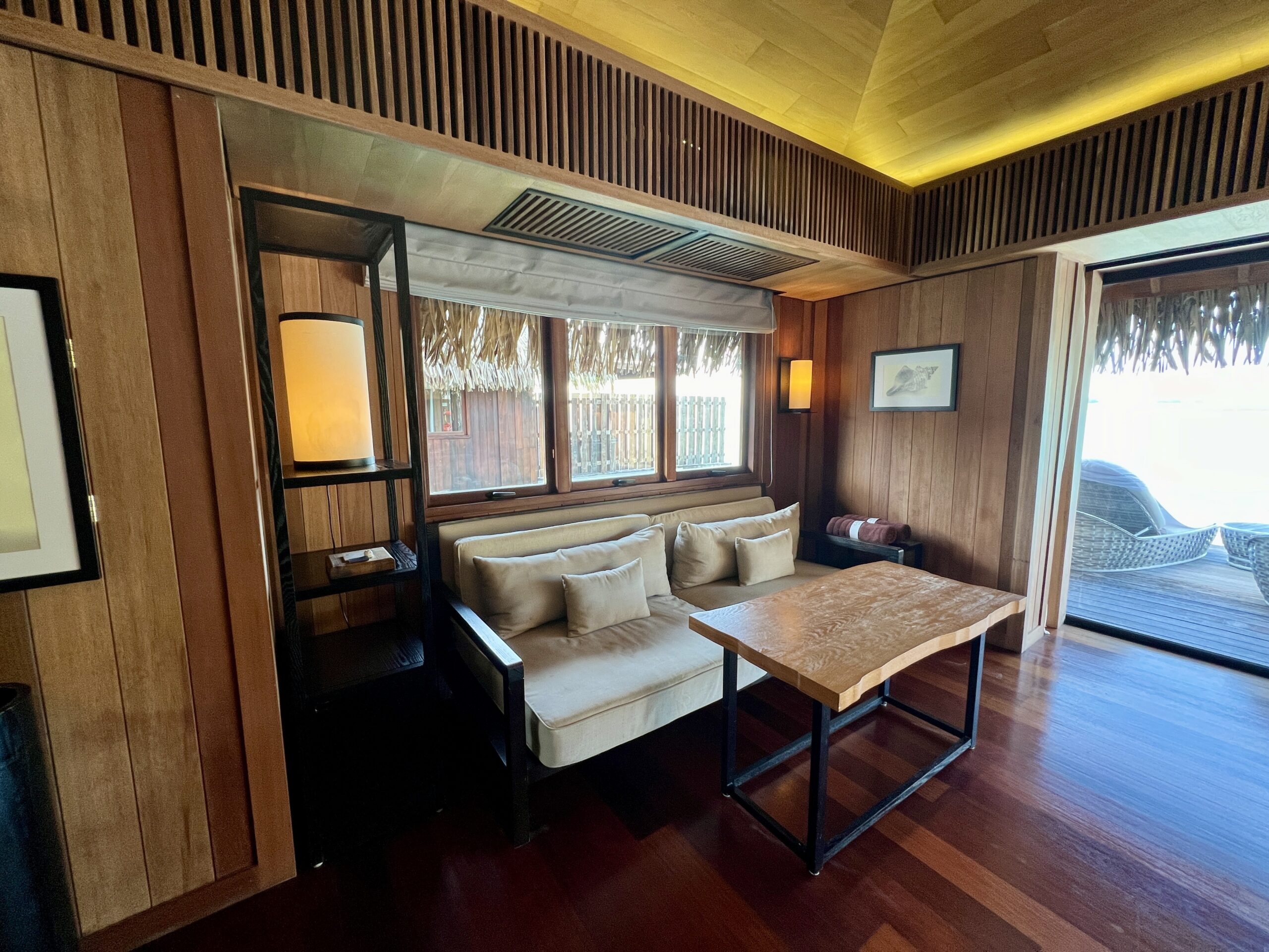 sitting area in conrad bora bora nui villa