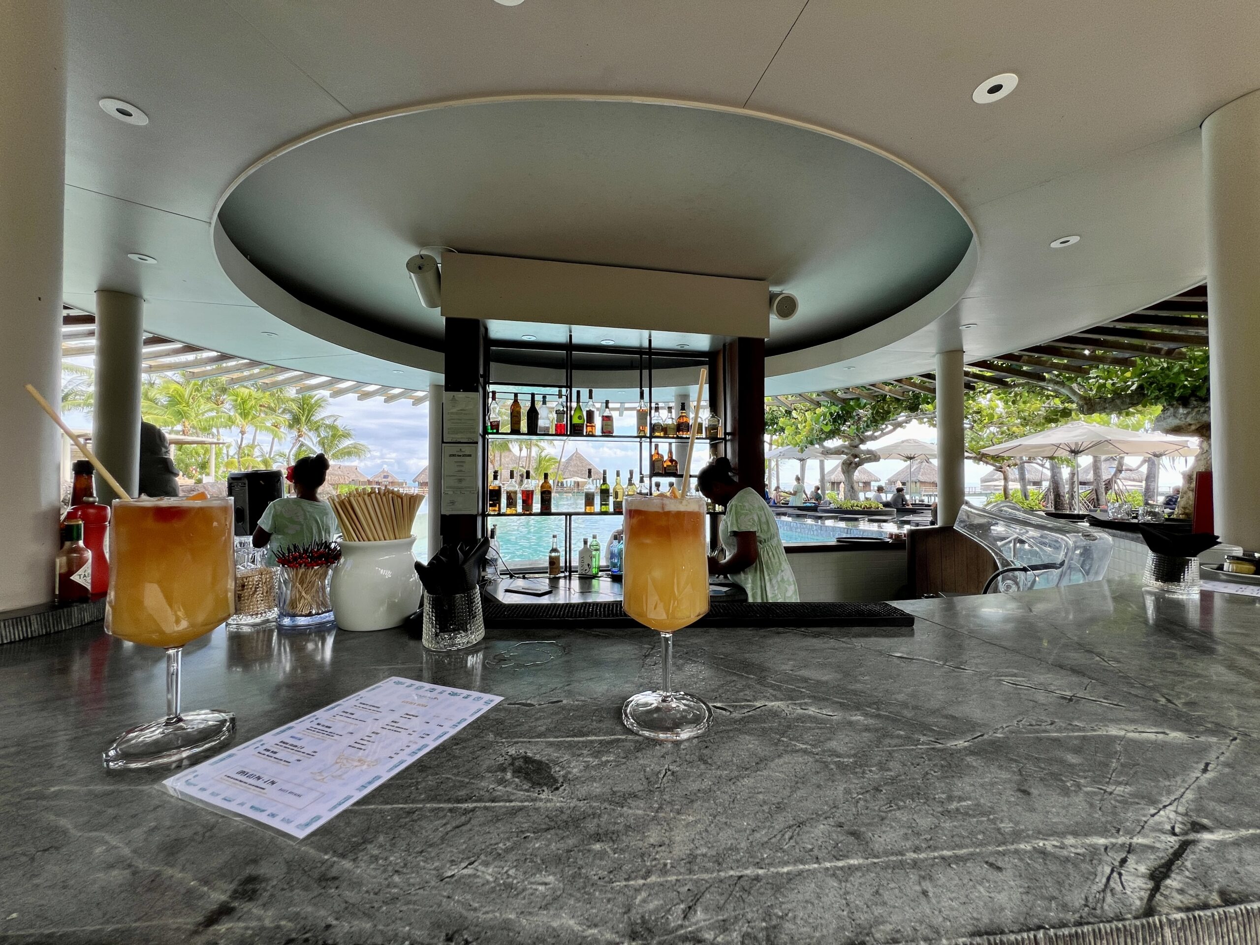 pool bar and drinks at conrad bora bora nui