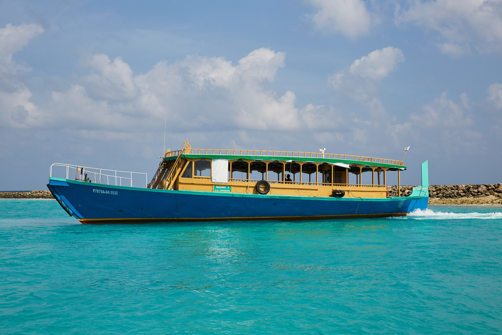 Ferry on the water by the port of Male in the Maldives