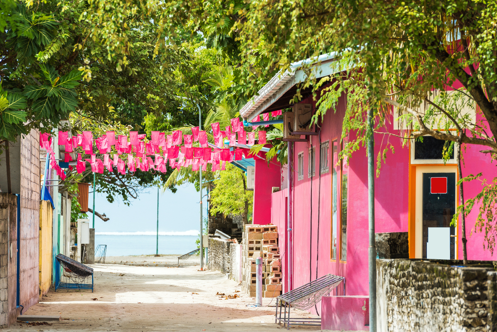 View of private buildings, Male, Maldives.