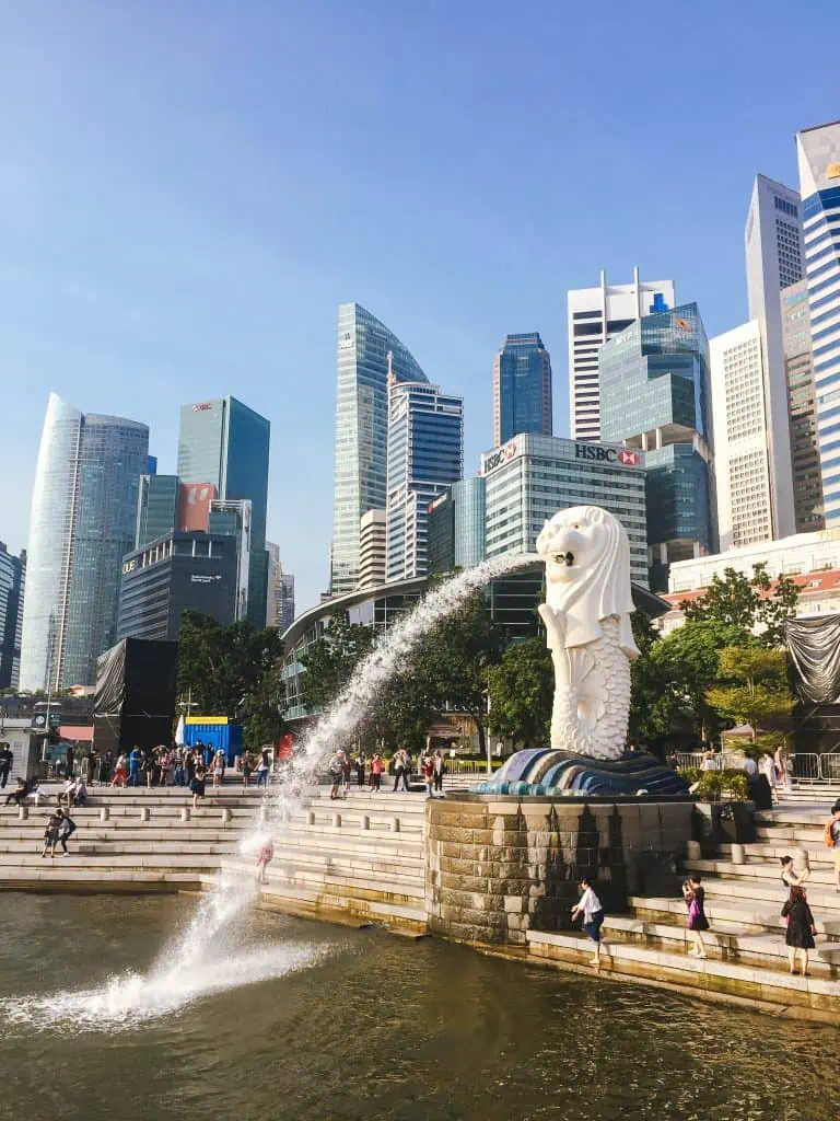 Merlion fountain in Singapore, 3 weeks in Southeast Asia