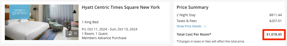 Hyatt Centric Times Square direct booking