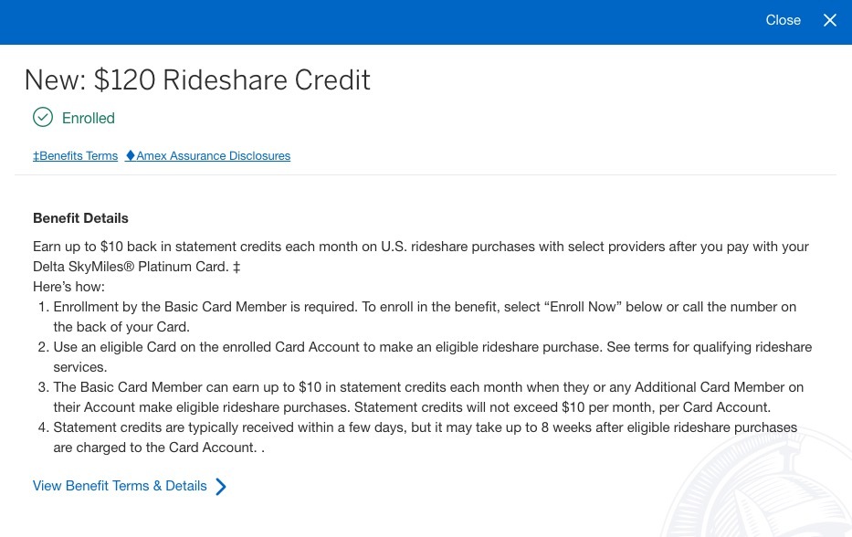 Delta rideshare credit enrolled