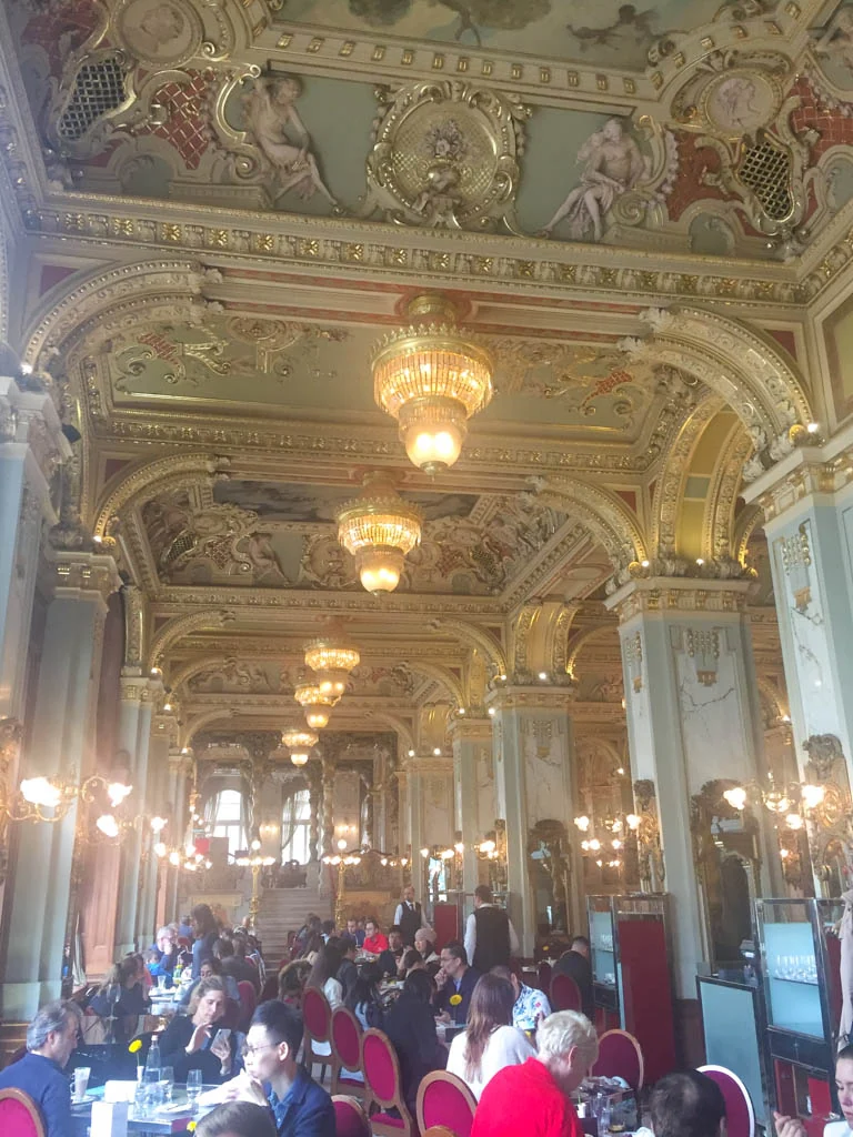 Dining room at the New York Cafe in Budapest, is it really the most beautiful cafe in the world