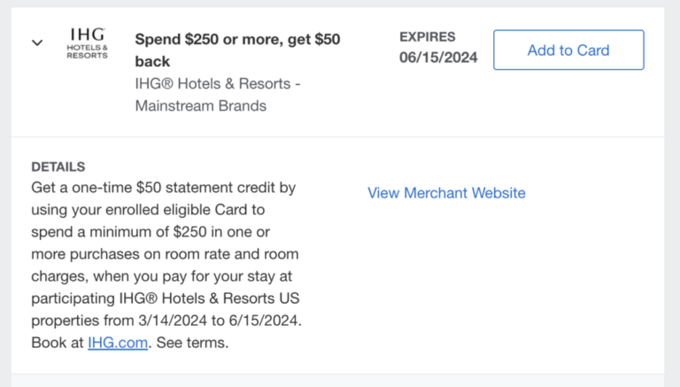 New IHG Amex Offer: Save $50 on a $250+ US Hotel Stay