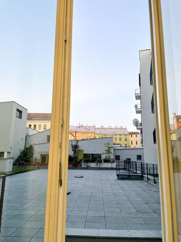 View from the window in University of Massachusetts student Jessie's apartment in Prague