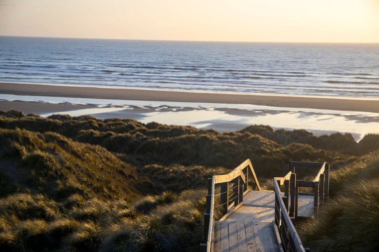 YNYSLAS, WALES, UK 16TH MARCH 2020 - Landscape of Dyfi National Nature Reserve and Sand Dunes, Borth and Ynyslas Beach and Dyfi Estuary, County of Ceredigion, Mid Wales, UK.