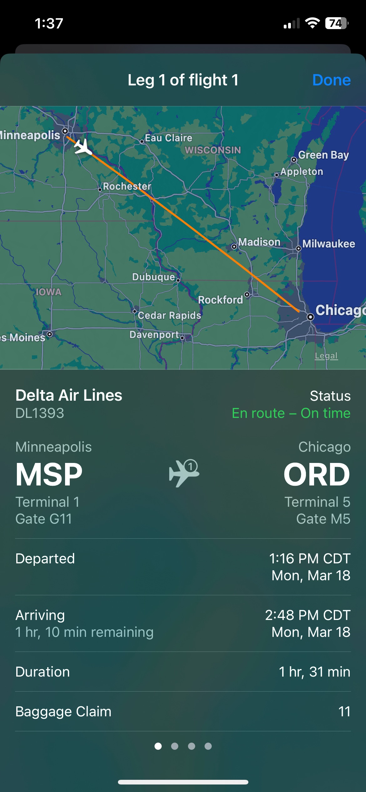 iPhone flight tracker