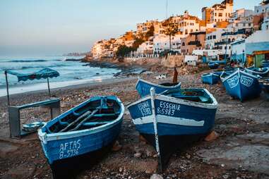 boats on shore