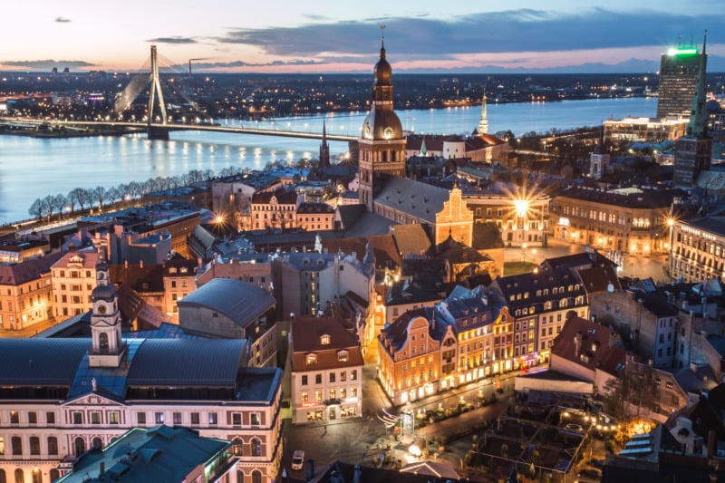 Riga, Latvia at twilight