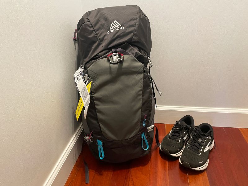 Gregory Jade backpack packed for traveling