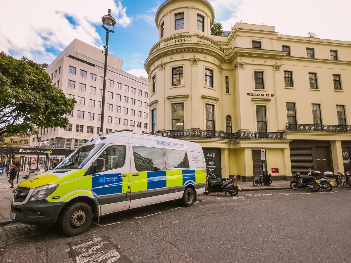 Metropolitan Police van on William IV Street in London