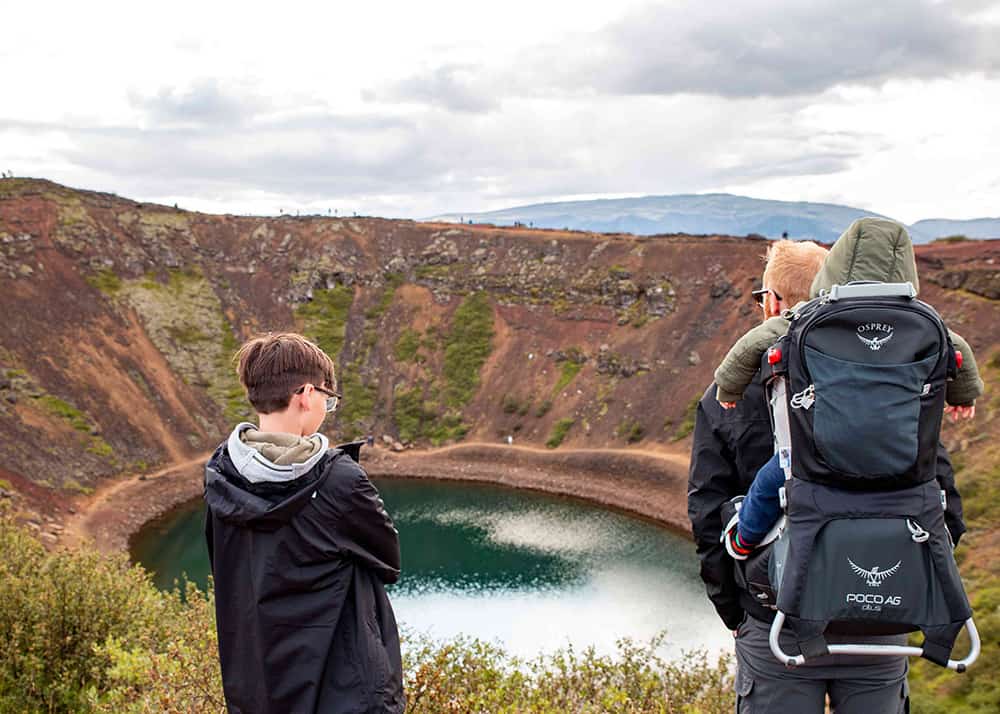 Saskia and her family at the Kerid Crater in Iceland