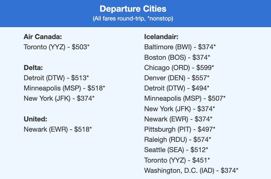 Iceland flight deal