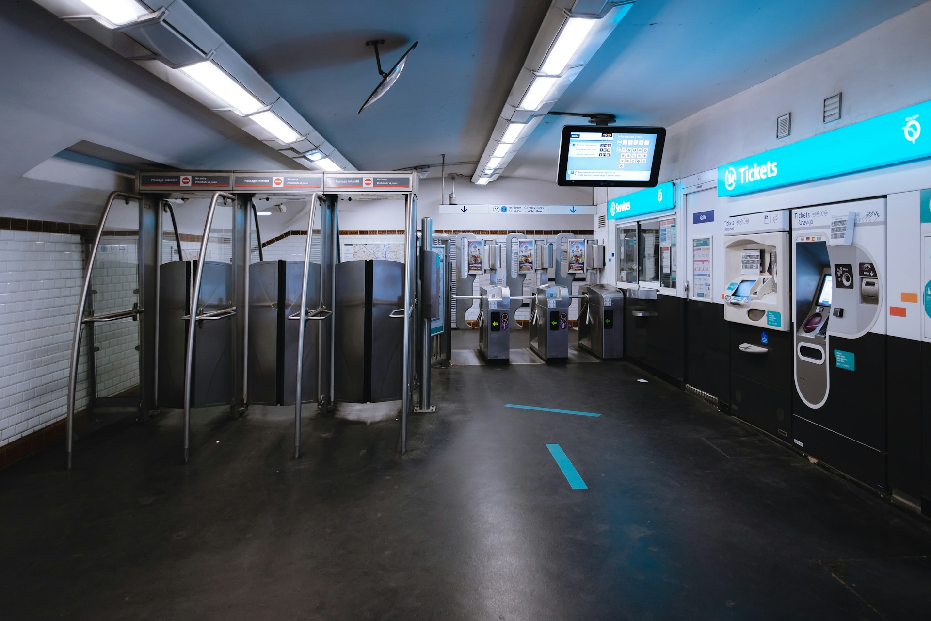 Metro station ticket office in Paris, France