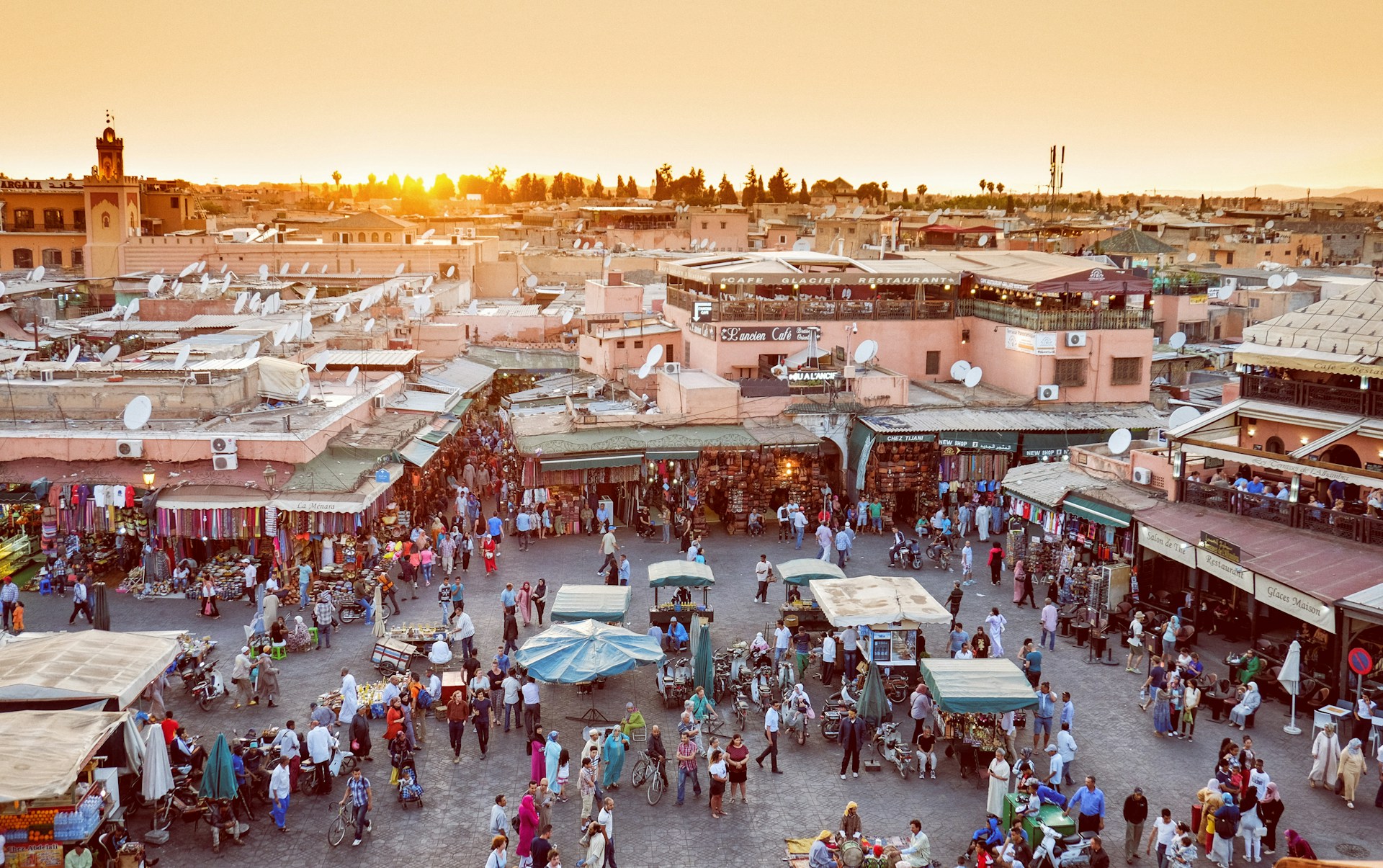 Crowded market in Marrakesh Morocco