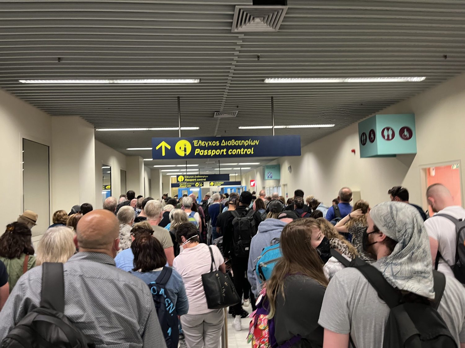 Passport control at Chania Airport on the island of Crete, Greece