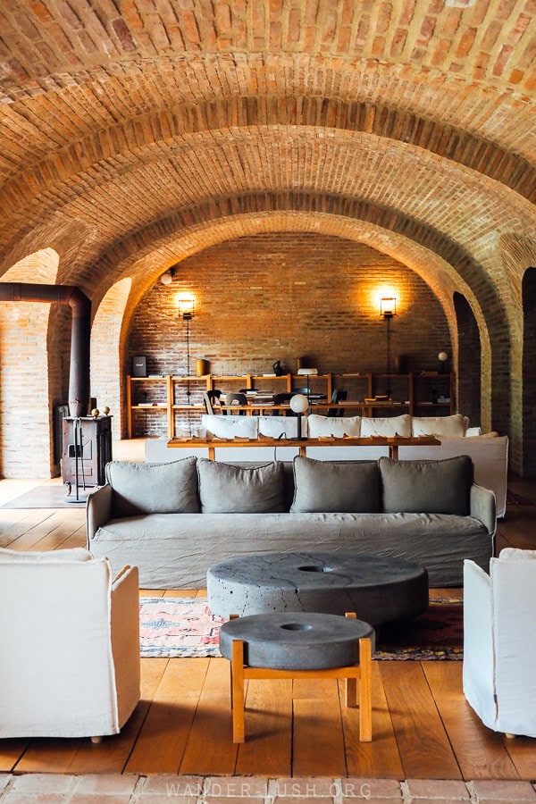 A beautiful lounge room at the Vazisubani Estate accommodation in Gurjaani.