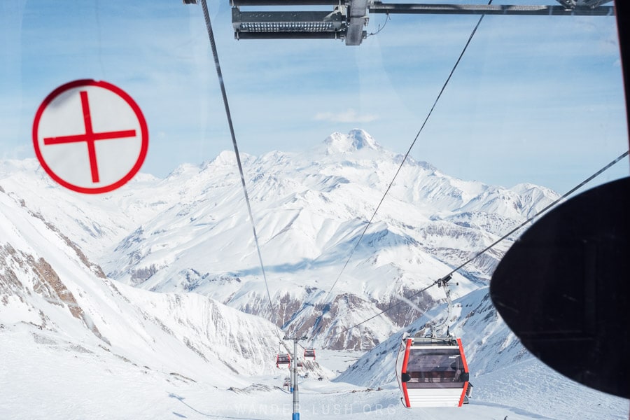 Modern gondolas on the Kobi-Gudauri cable car.