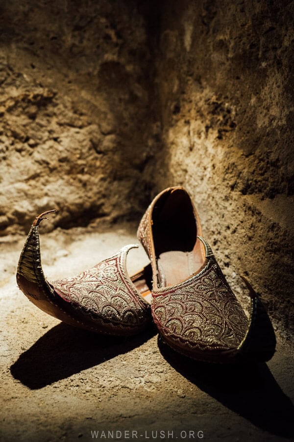 Hammam slippers at the Yeralti Hamam, and underground bath museum in Baku, Azerbaijan.