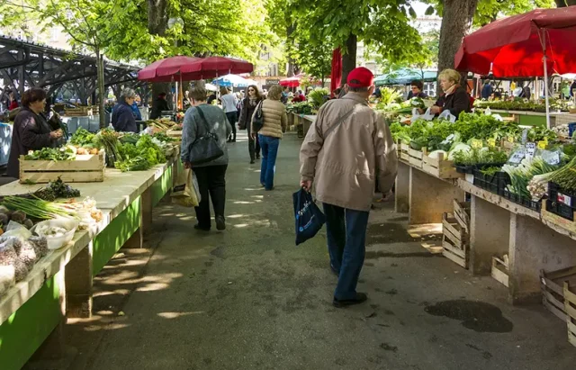 locals at a farmers market