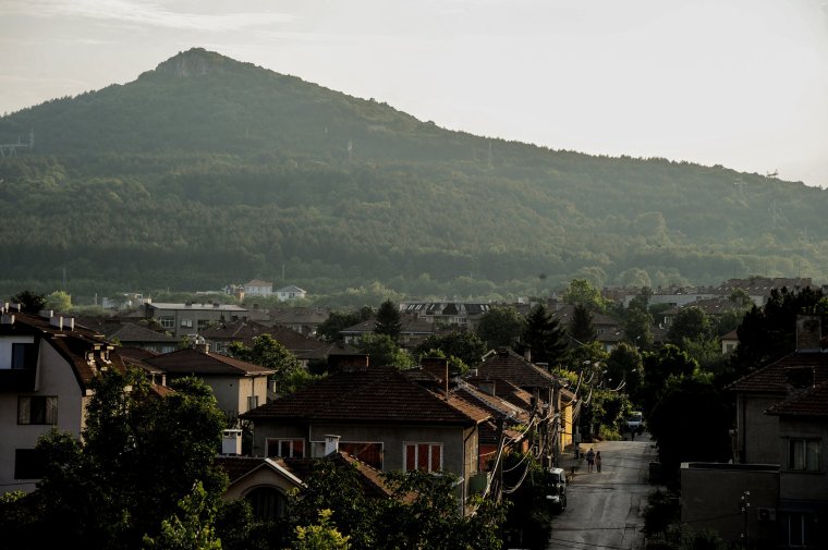 Sunset is seen over the Bulgarian city of Gorna Oryahovitsa, Veliko Tarnovo region on July 13, 2020 (Photo by Hristo Rusev/NurPhoto via Getty Images)