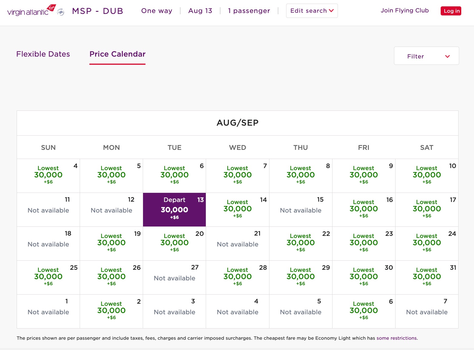 msp to dublin availability