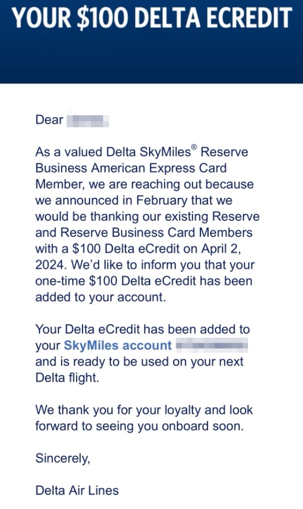 Attention, Delta Reserve Cardholders: Check Your SkyMiles Account For a Treat!