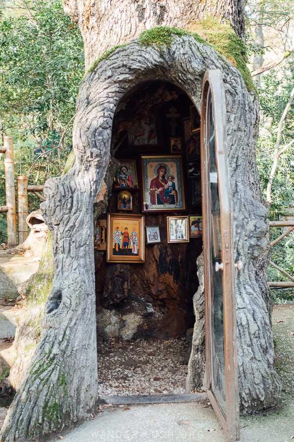 Shrine in a Tree, a tiny chapel inside a tree trunk in Kutaisi.