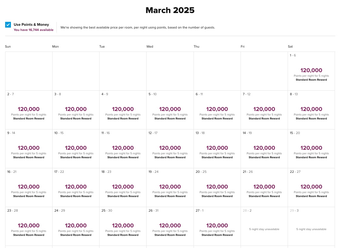 Conrad Bora Bora Nui March 2025 Award Availability