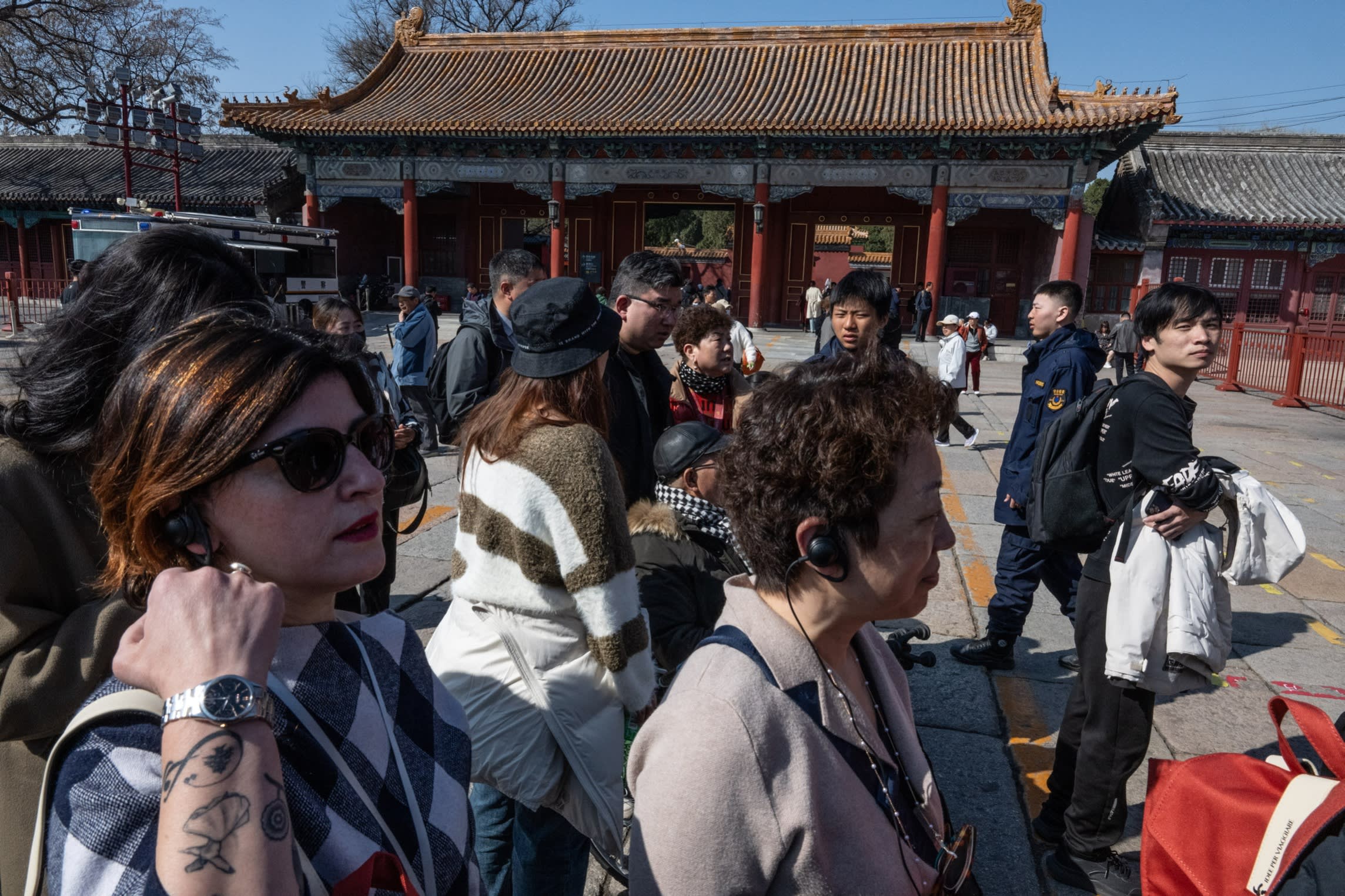 An Italian tour group at the Forbidden City in Beijing