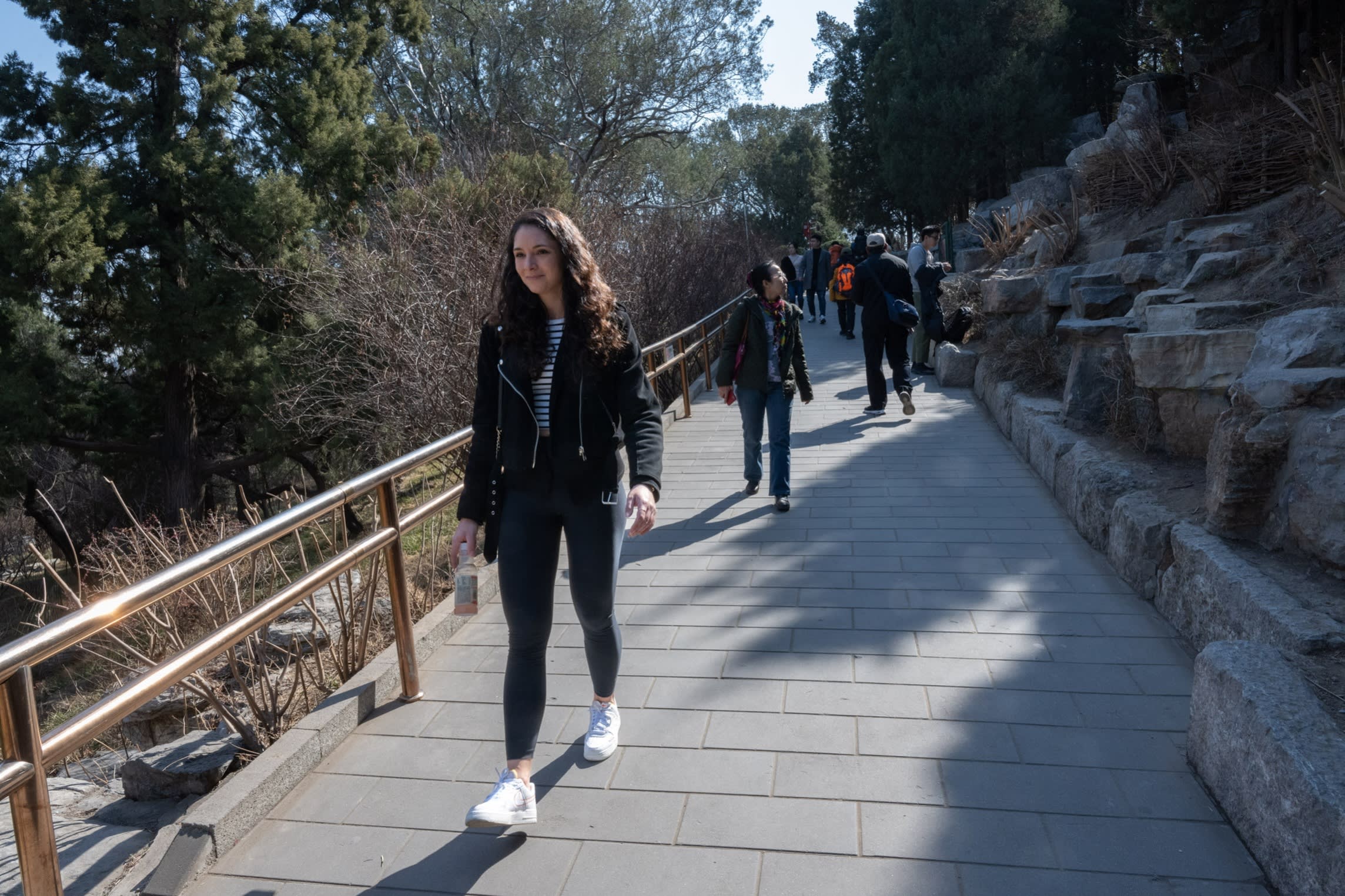 French tourist Céline Bardote Machado visits a park near the Forbidden City