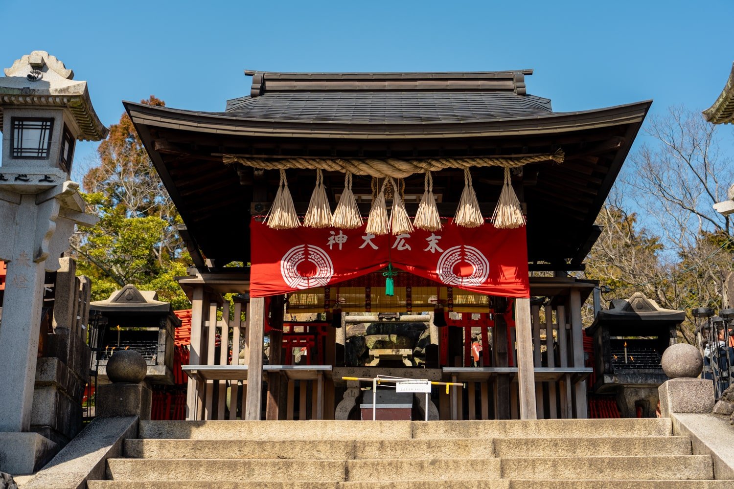 Shrine atop Mount Inari summit, Kyoto, Japan.