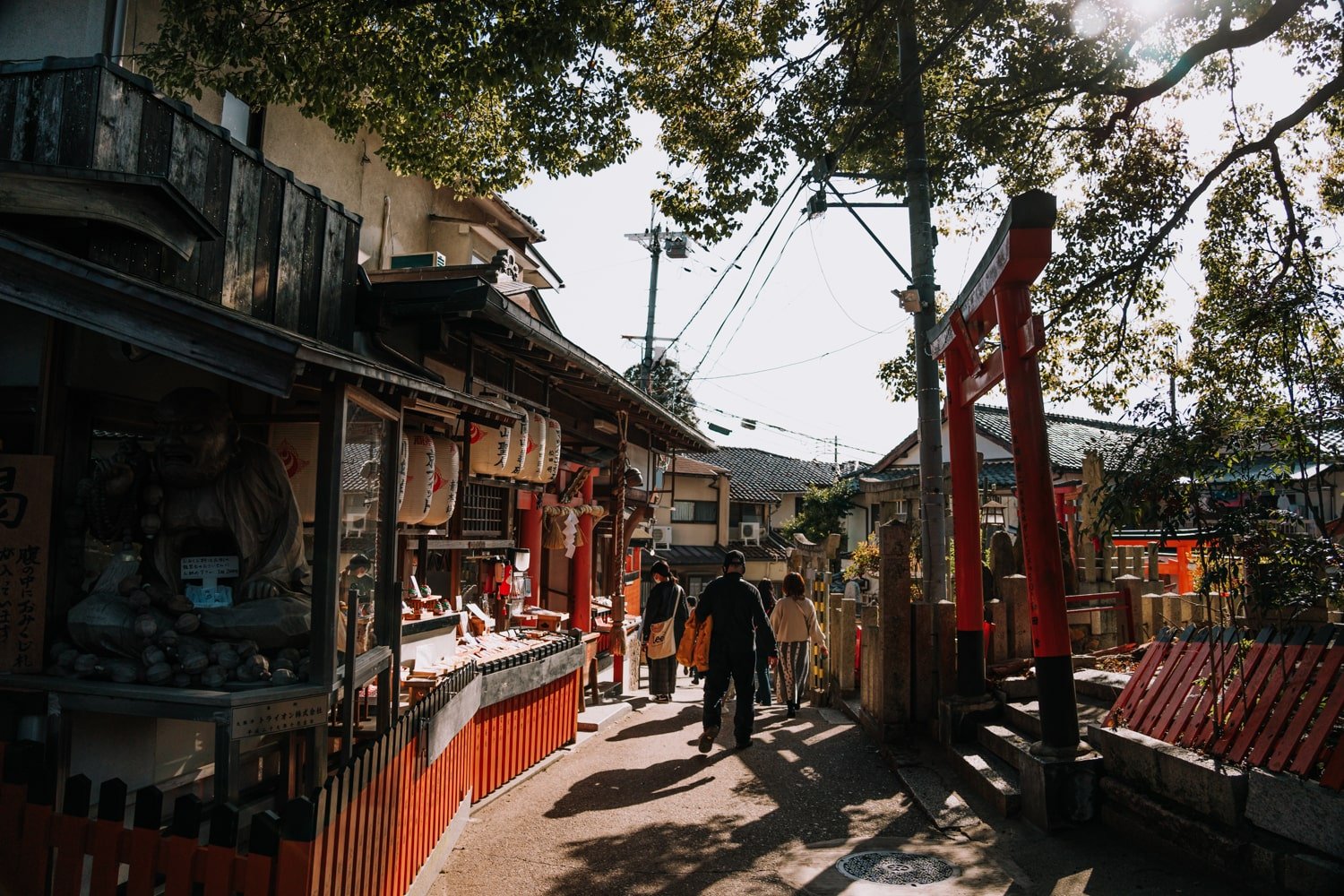 A charming Japanese street near Fushimi Inari Shrine.