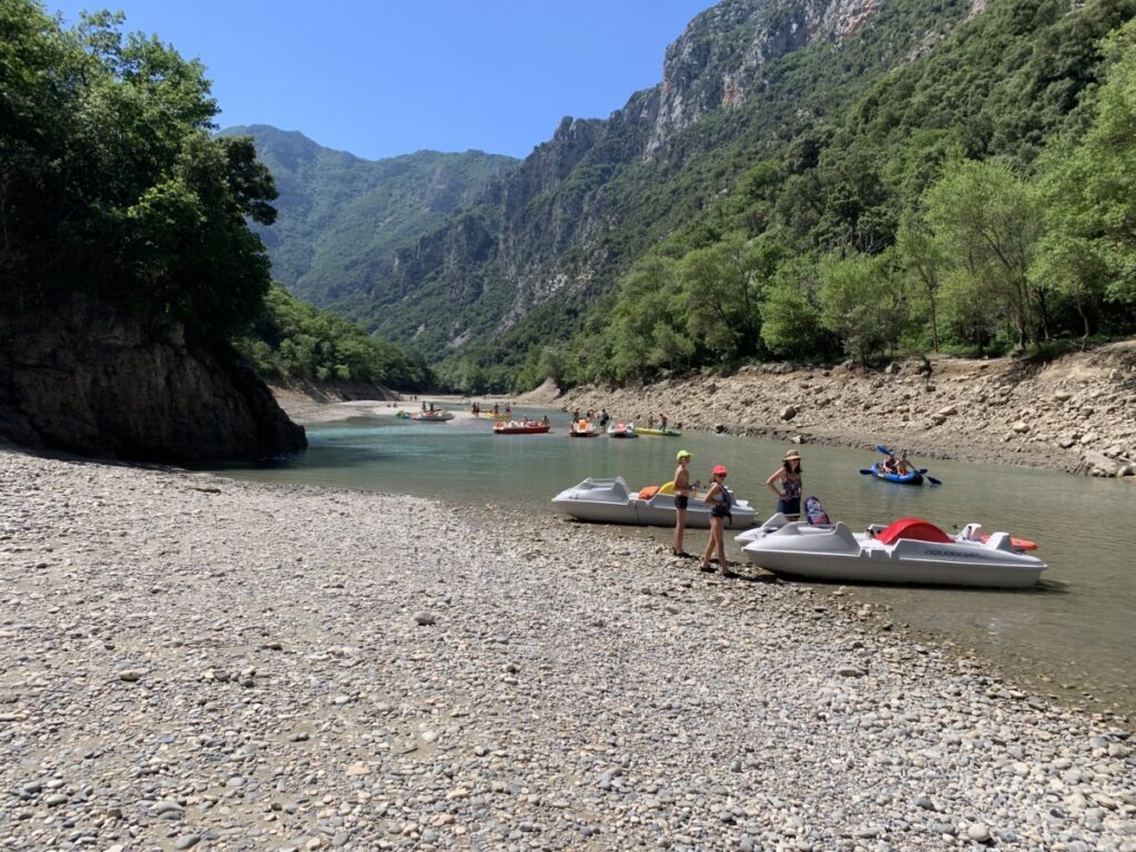 Pedal boats on the shore of the Gorges du Verdon in the South of France