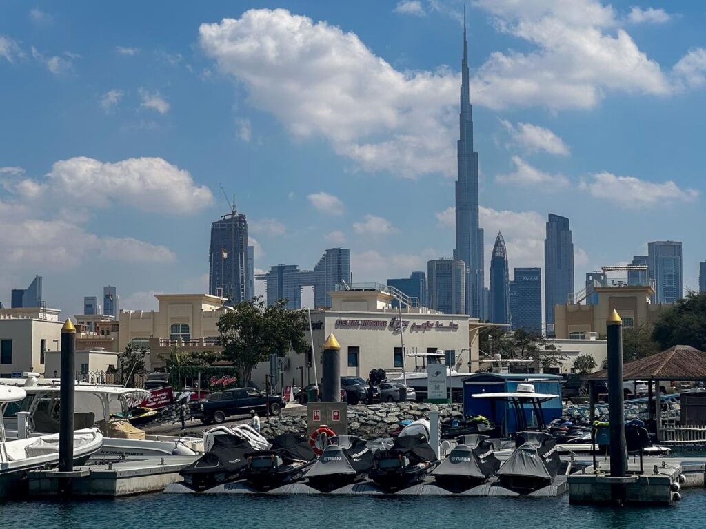 Serene Marina Views at Jumeirah Fishing Harbour with the Iconic Burj Khalifa