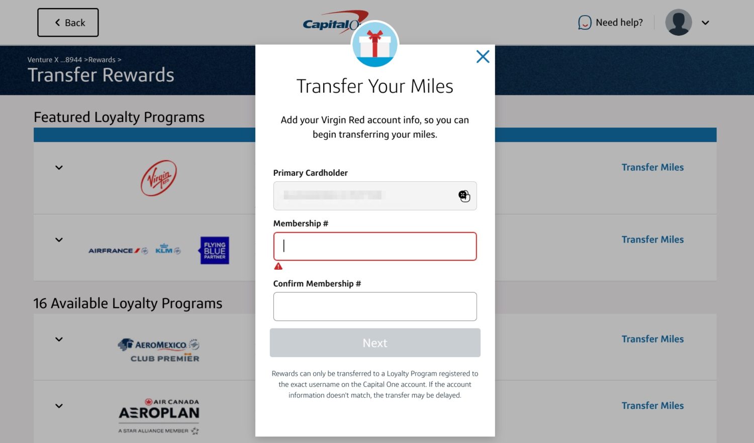 capital one transfer miles