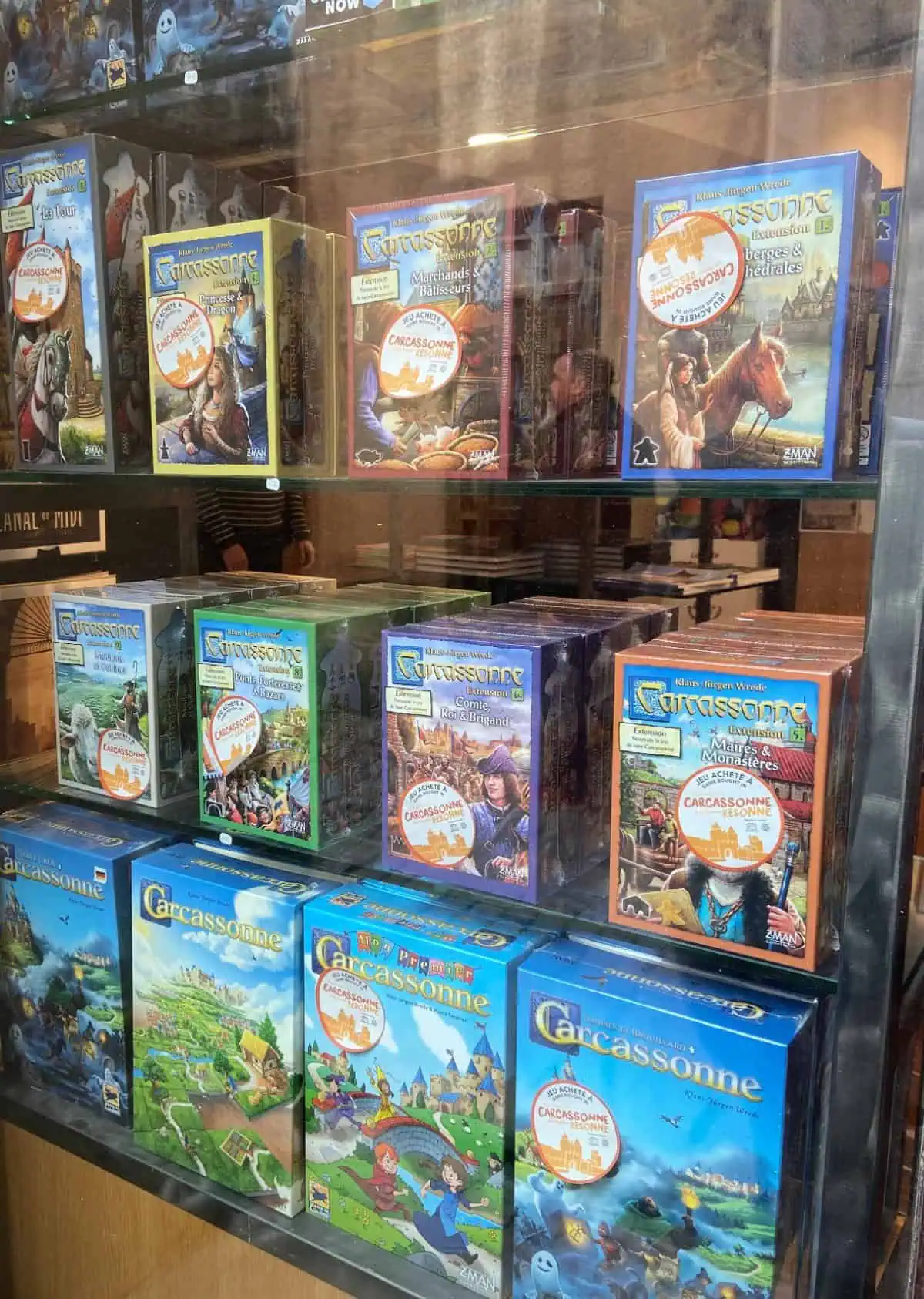 The board game Carcassonne for sale in the city of Carcassonne, France