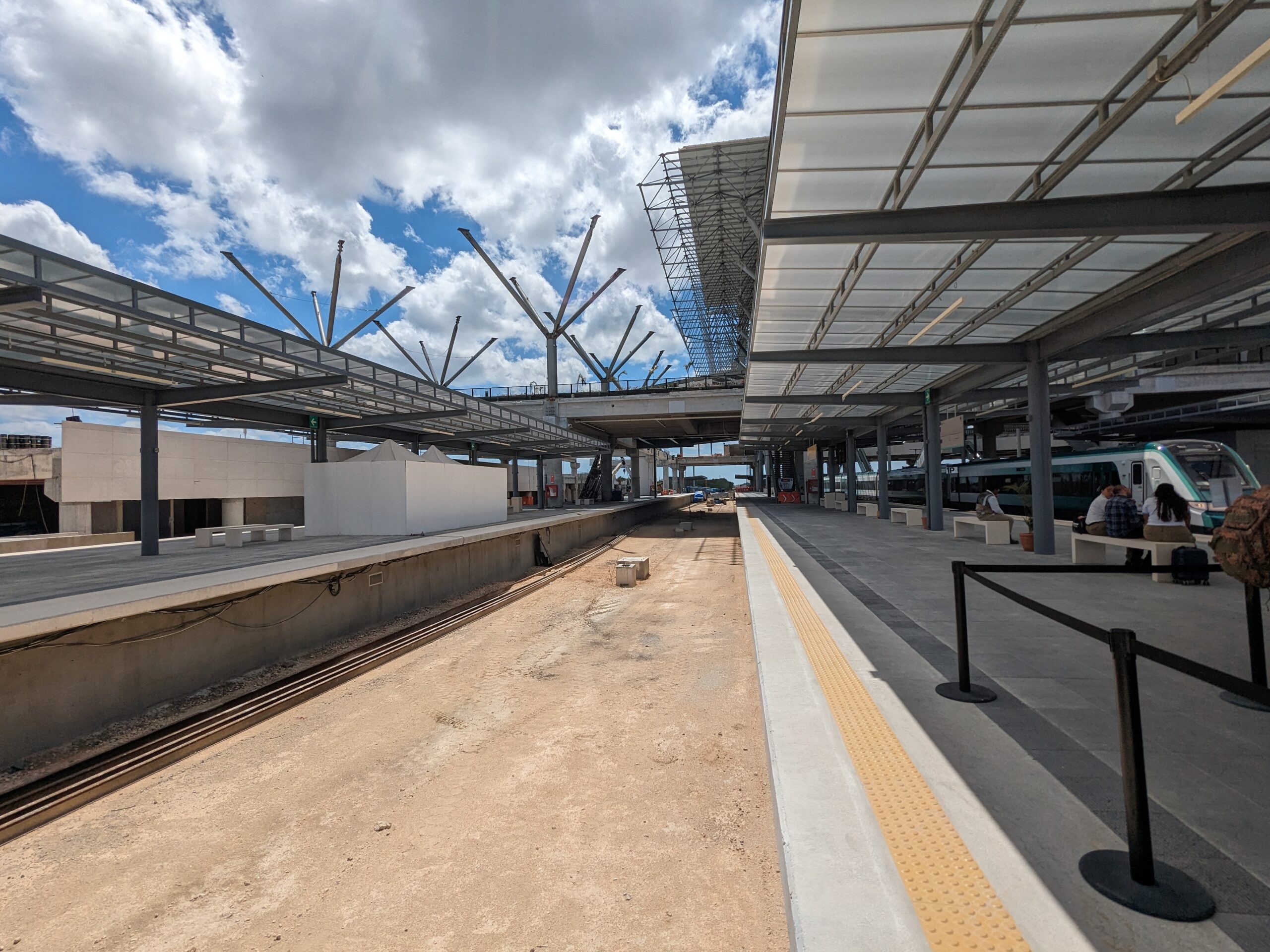 Construction at Cancun Airport Station for the Maya Train