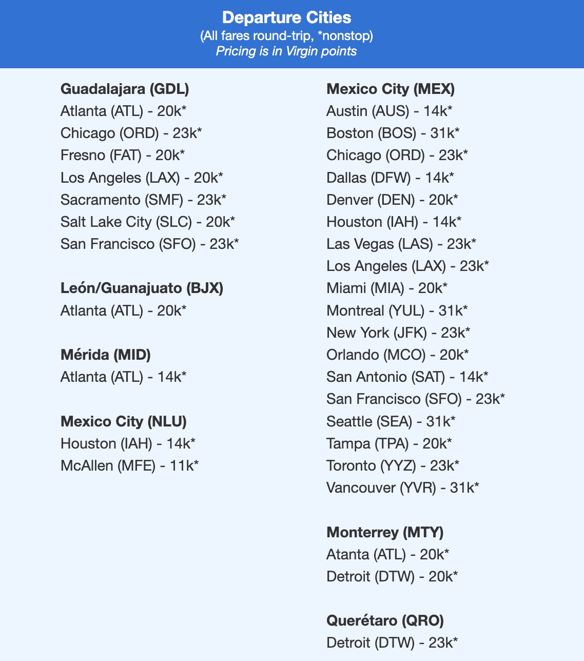 Aeromexico nonstop flights