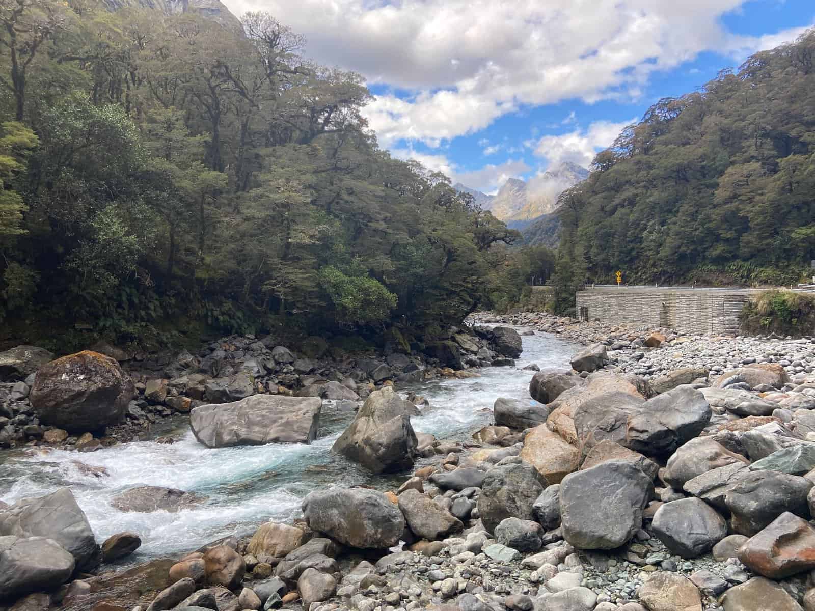 Falls Creek on the Milford Road to Milford Sound, New Zealand