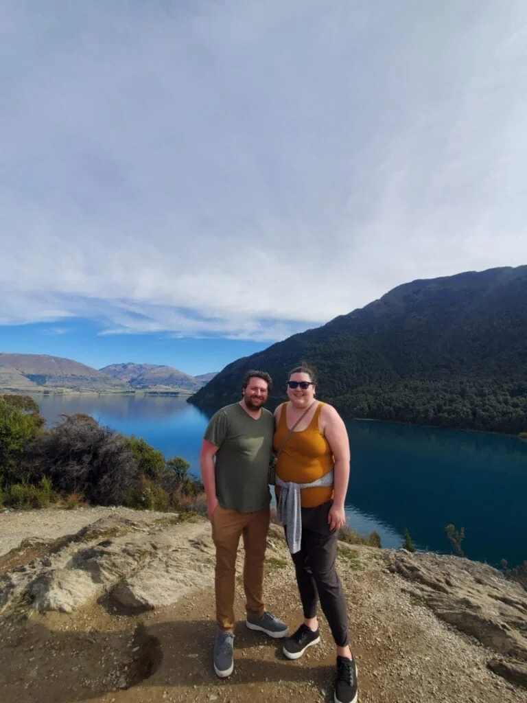 Colin and Riana at the top of Bob's Cove hike, what to do in Queenstown