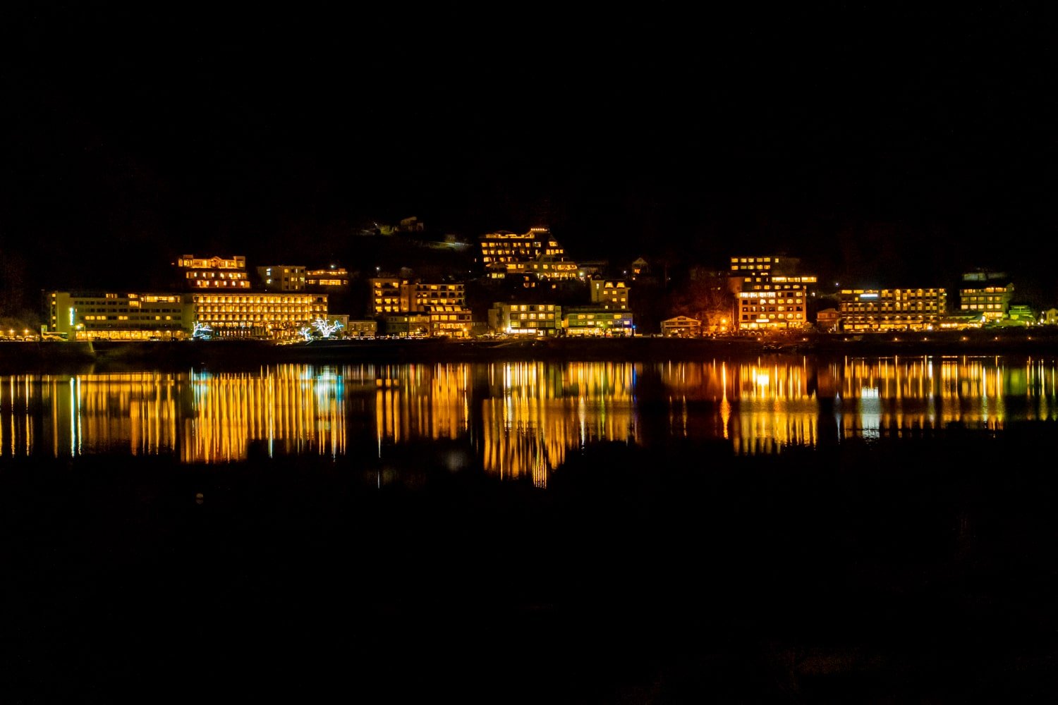 Fujikawaguchiko at night, Japan.