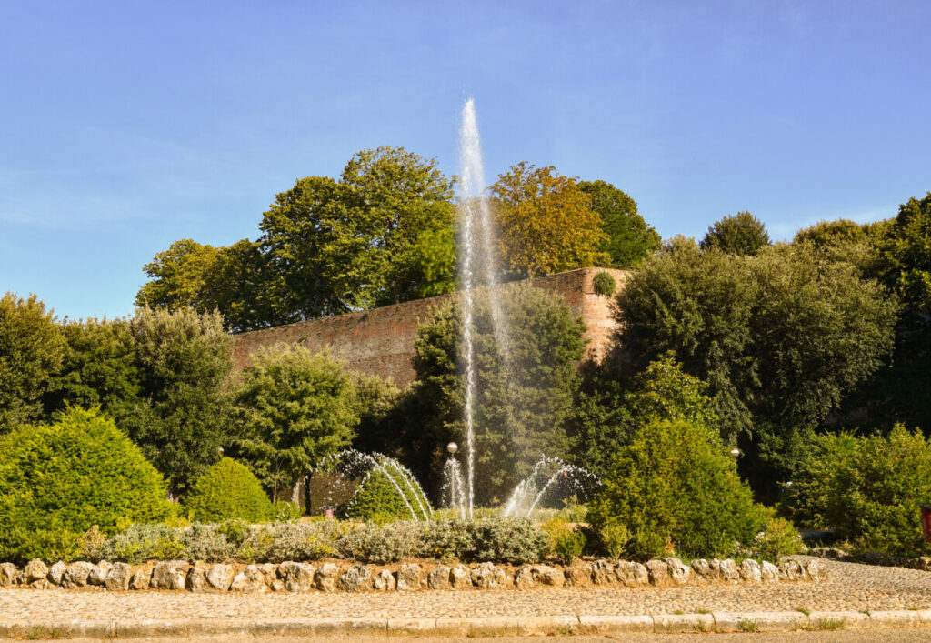 Fortezza Medicea and Fountain of St Prospero in Siena, Italy