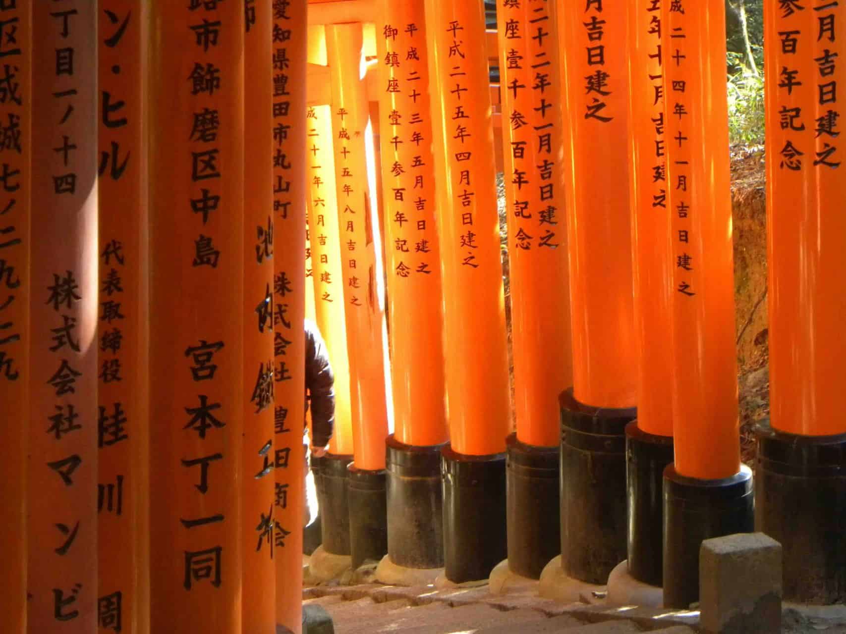 red tori gates in Japan