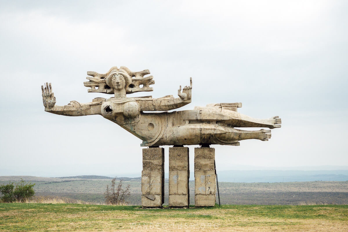 Peace, a Soviet-era sculpture depicting a woman outside Sighnaghi in Kakheti, Georgia.