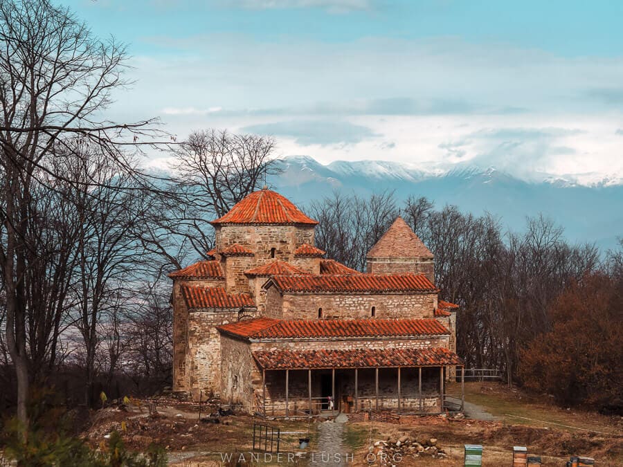 Shuamta Monastery, a small church at the foot of the Caucasus mountains.